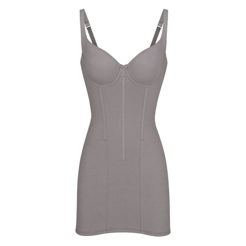 SKIMS Baumwoll Corset Kleider Charcoal | 8734-HVXNS