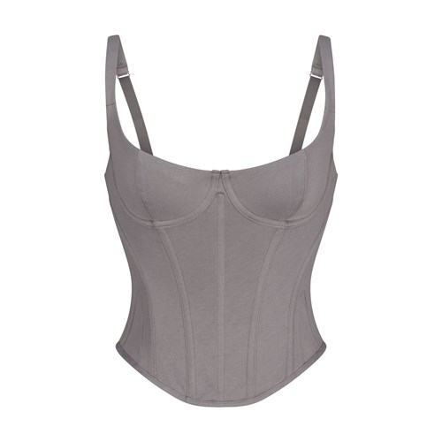SKIMS Baumwoll Corset Top Charcoal | 2543-NTXWI