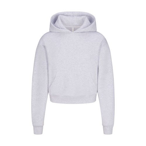 SKIMS Baumwoll Fleece Pullover Hoodie Hellgrau | 1596-WKFNA