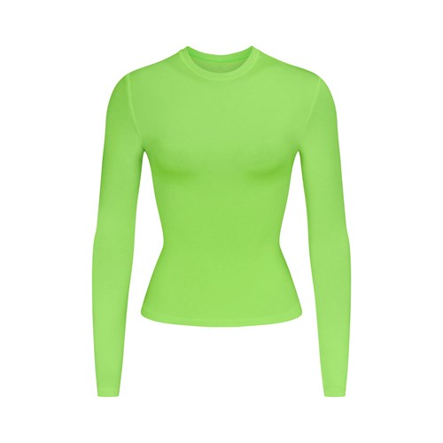 SKIMS Baumwoll Jersey Long Sleeve T-shirt Grün | 3480-UXHCF