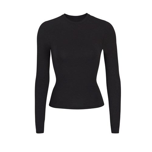 SKIMS Baumwoll Jersey Long Sleeve T-shirt Soot | 5203-BHSMT