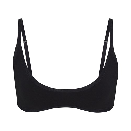 SKIMS Baumwoll Logo Scoop Neck Bralette Soot | 6532-YTPCA