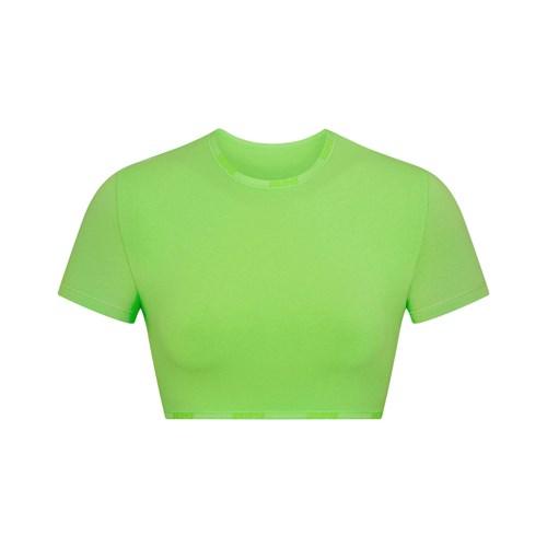 SKIMS Baumwoll Logo Super Cropped T-shirt Grün | 1902-QFHVU