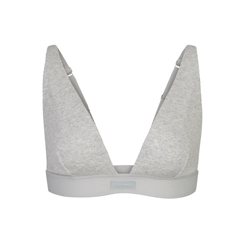 SKIMS Baumwoll Plunge Bralette Hellgrau | 0867-WFZSA