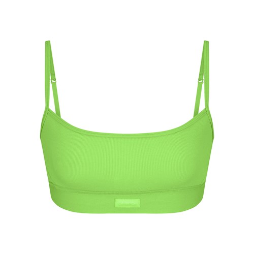 SKIMS Baumwoll Rib Scoop Bralette Grün | 0256-AQXZO