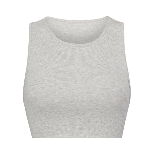 SKIMS Baumwoll Rib Super Crop Tank Hellgrau | 1978-UOGQX