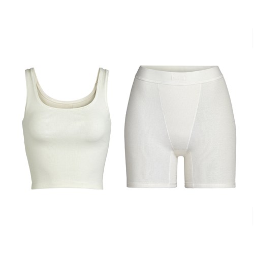 SKIMS Baumwoll Sleep Bundle Bone | 0856-RCYHQ