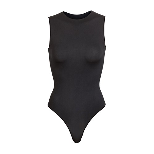 SKIMS Essential Crew Neck Ärmellose Bodysuit Onyx | 7451-WBCLD