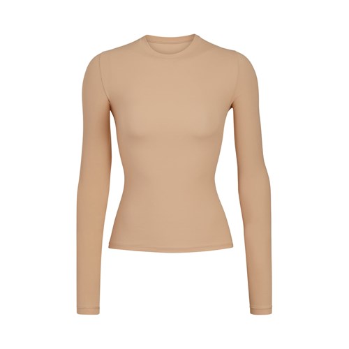 SKIMS Fits Everybody Long Sleeve T-shirt Clay | 3145-MAXQT