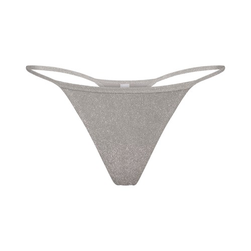 SKIMS Glitter Swim String Tanga Nickel | 5219-HDXZG
