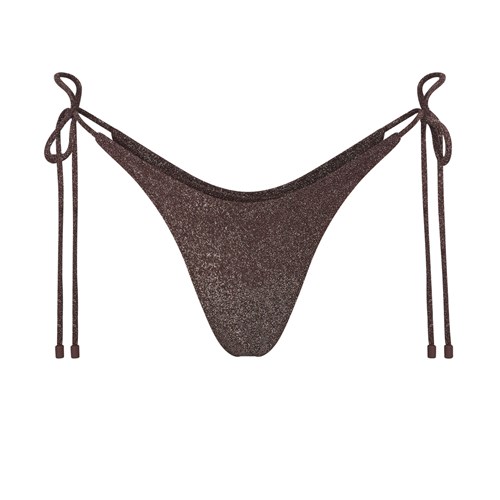 SKIMS Glitter Swim Tie Bikini Bottom Cocoa | 4058-KABUE