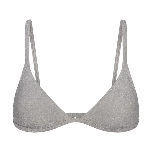 SKIMS Glitter Swim Triangle Bikini Top Nickel | 4217-ZXIFY