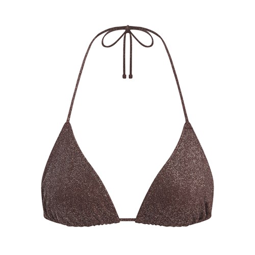 SKIMS Glitter Swim Triangle Tie Bikini Top Cocoa | 9342-FRLSB