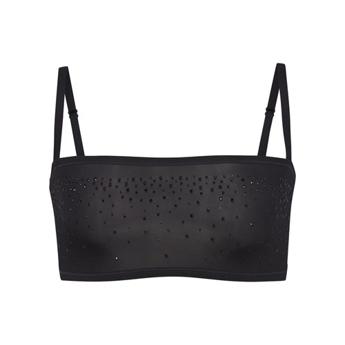SKIMS Jelly Sheer Rhinestone Gerade Neck Bralette Onyx | 7305-HBRVE