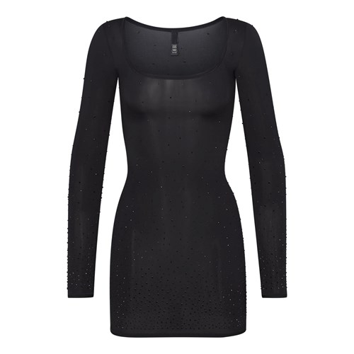 SKIMS Jelly Sheer Rhinestone Kleider Onyx | 9712-XLRCE