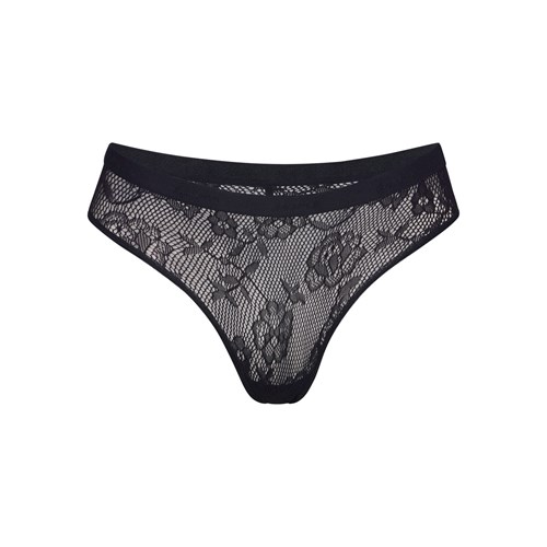 SKIMS Knit Spitze Dipped Tanga Onyx | 8421-JZWPF