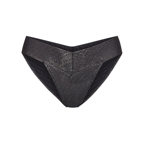 SKIMS Logo Mesh Foil Cheeky Bikini Onyx | 1965-PIKGJ