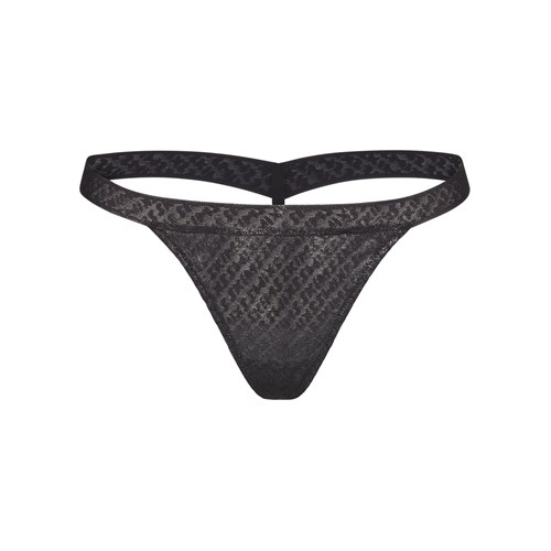 SKIMS Logo Mesh Foil Skimpy Tanga Onyx | 7035-TGYRK