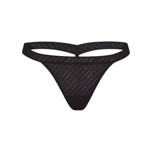 SKIMS Logo Mesh Skimpy Tanga Onyx | 7245-DQSYM