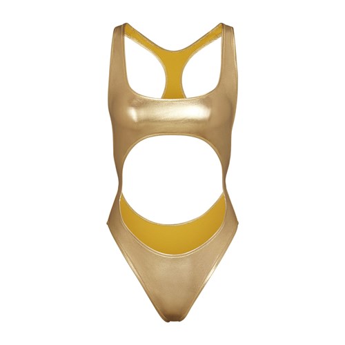 SKIMS Metallic Swim Cut-out Monokini Gold | 7384-JOULI
