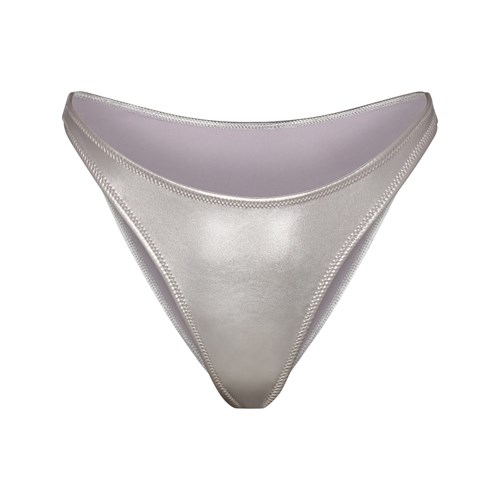 SKIMS Metallic Swim Dipped Mid Taille Bottoms Nickel | 2948-AJEPU