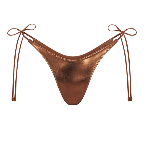 SKIMS Metallic Swim Dipped Tie Bottoms Penny | 8573-VBDPM