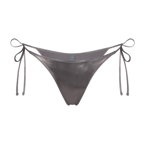 SKIMS Metallic Swim Skimpy Tie Bottom Carbon | 2574-RNVAK