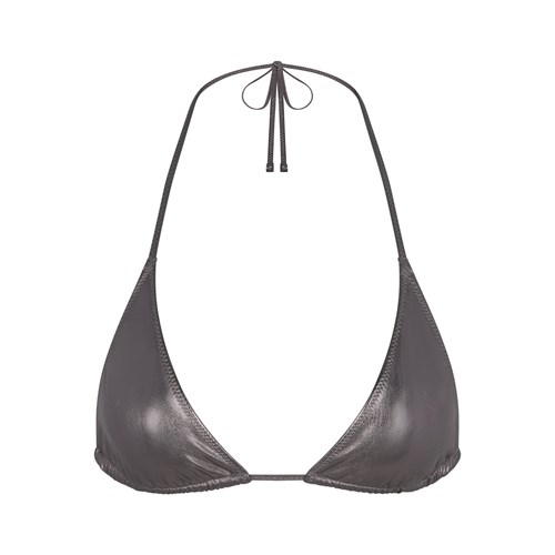 SKIMS Metallic Swim Skimpy Triangle Top Carbon | 8416-GADJH