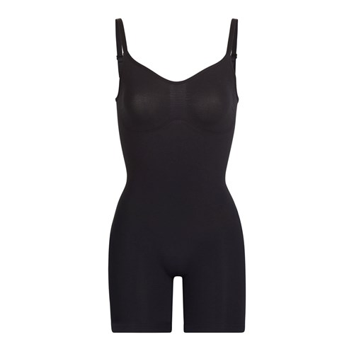 SKIMS Sculpting Bodysuit Mid Thigh W. Open Gusset Onyx | 2675-JVYFK