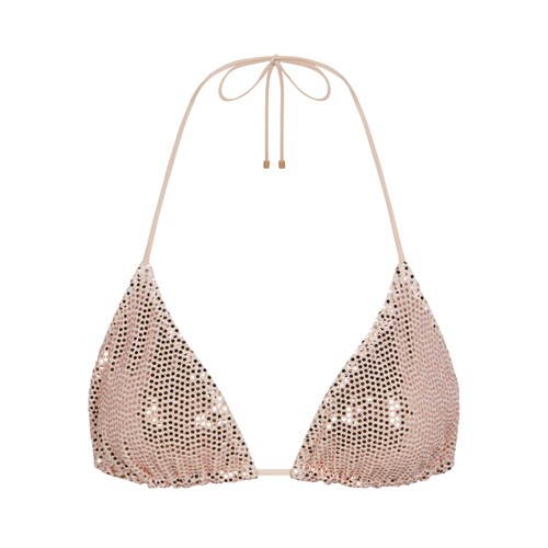 SKIMS Sequin Triangle Bikini Top Clay | 3876-IZDVQ
