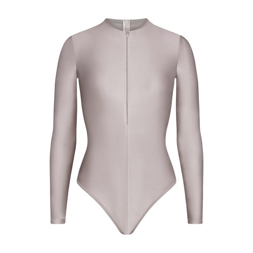 SKIMS Skims Disco Long Sleeve Bodysuit Silber | 2680-IFMSZ