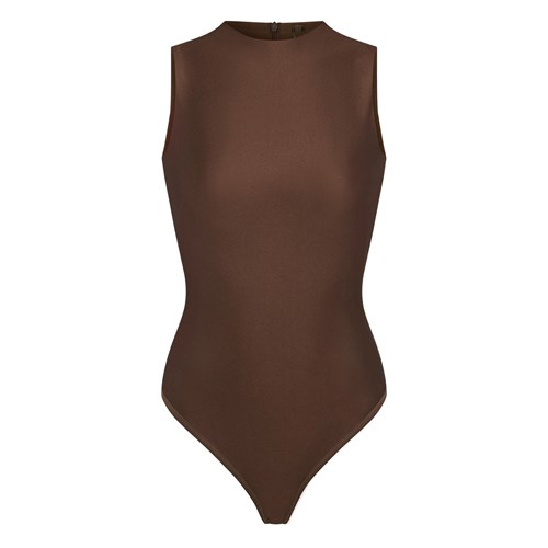 SKIMS Skims Disco Ärmellose Mock Neck Bodysuit Cocoa | 3781-OKYXC