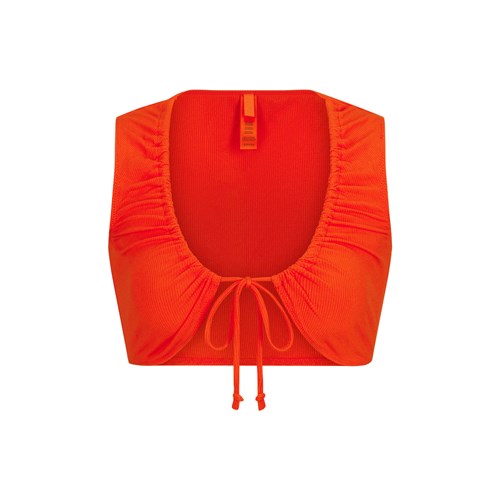 SKIMS Soft Lounge Tie Front Super Crop Top Fire | 1978-ZQVOG