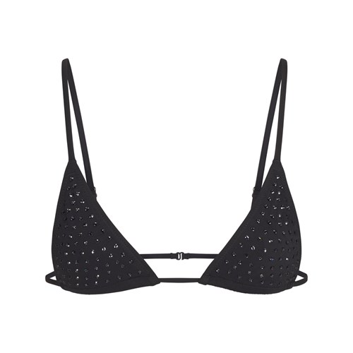 SKIMS Sparkle Jersey Mini Triangle Bralette Onyx | 2946-NTBCK