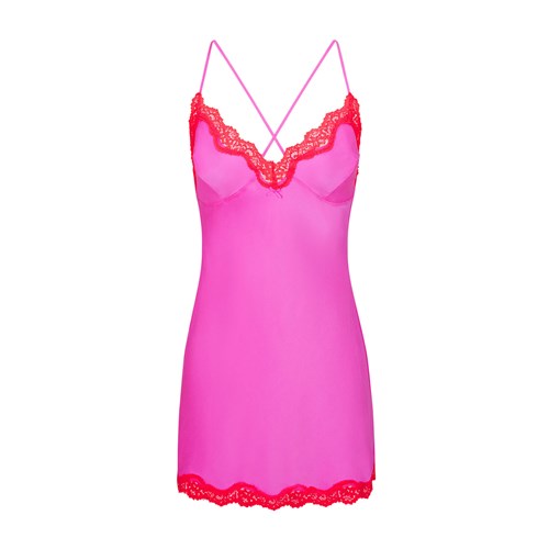 SKIMS Spitze Trimmed Silk Slip Kleider Neon Orchid | 4023-VXLNB