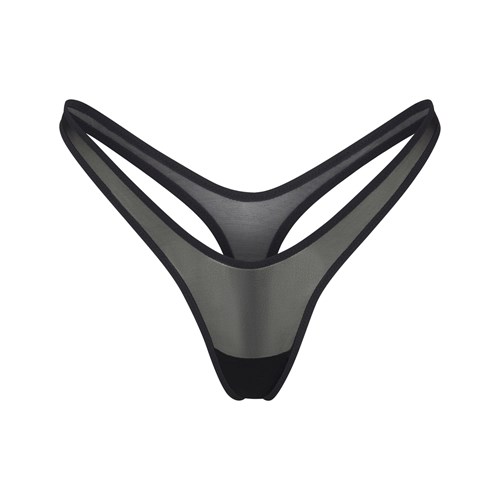 SKIMS Ultra Fine Mesh Micro Dipped Tanga Onyx | 4085-DZHGJ