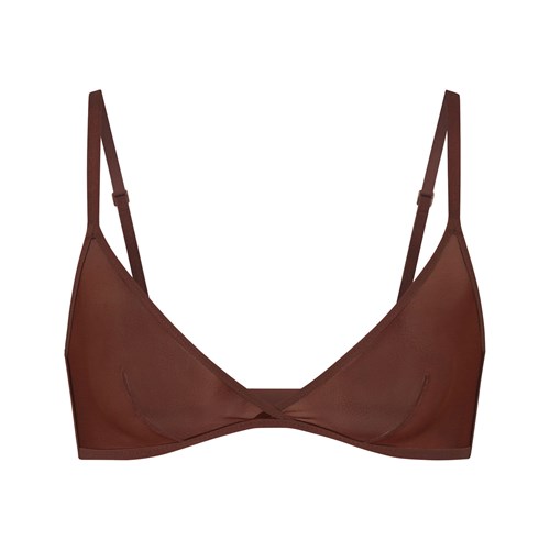 SKIMS Ultra Fine Mesh Triangle Bralette Mahogany | 7129-WBAOD