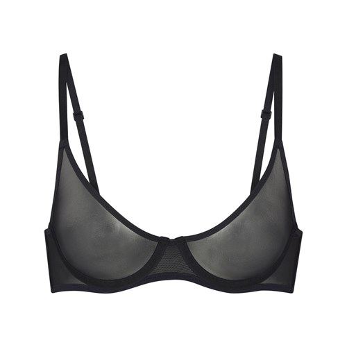 SKIMS Ultra Fine Mesh Underwire Scoop Bra Onyx | 1605-ATEYC